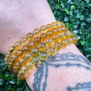 6mm Blue Amber Beaded Bracelet